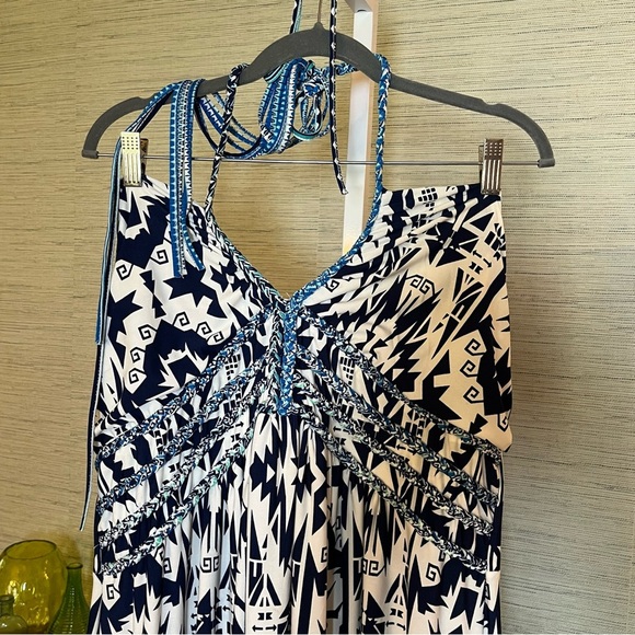 Loralette Plus Size 3X Maxi Dress Halter Tropical Open Back Beach - Picture 9 of 11